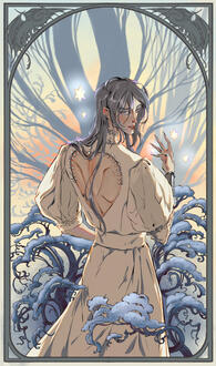 Silver dragon art nouveau style